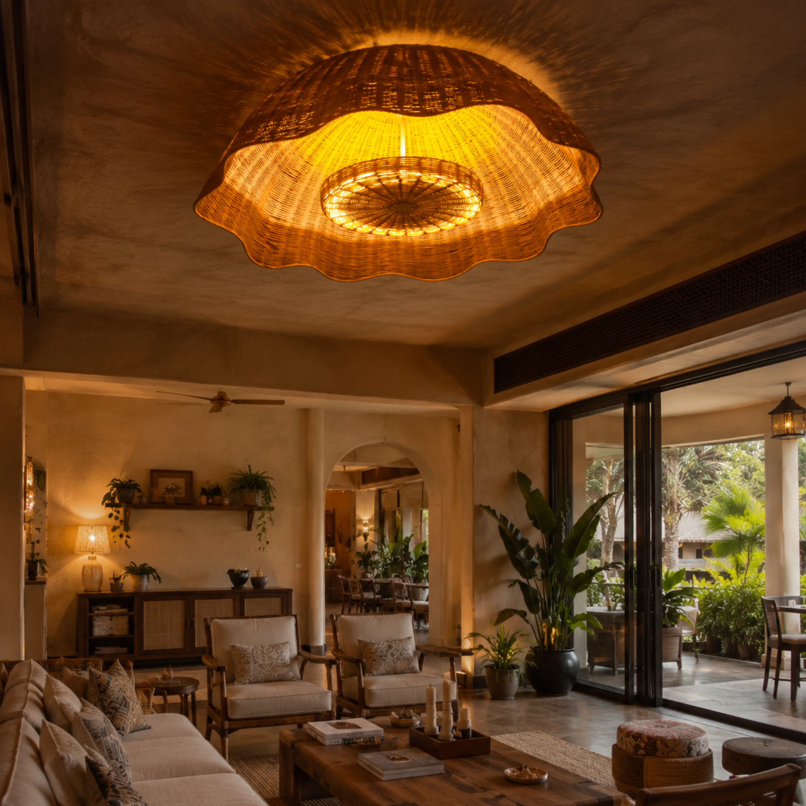 Rattan Sunflower Chandelier