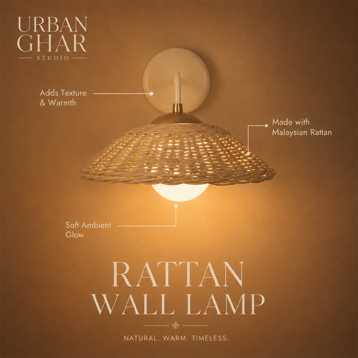 Rattan Arched Wall Lamp
