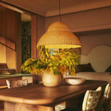 Bell Dome Rattan Pendant Light