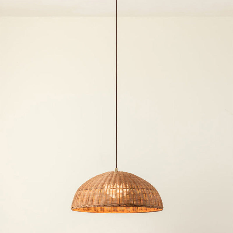 Dome Haven Rattan Pendant Lamp with frosted Globe Light