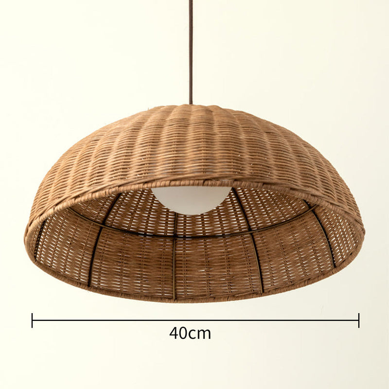 Dome Haven Rattan Pendant Lamp with frosted Globe Light