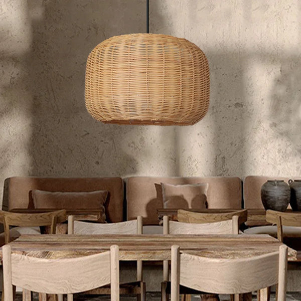 Rattan Drum Pendant Light