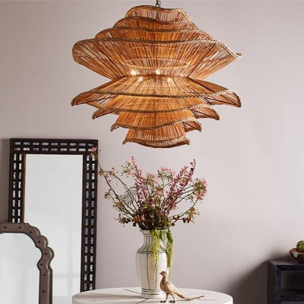 Lotus Blossom Rattan Chandelier