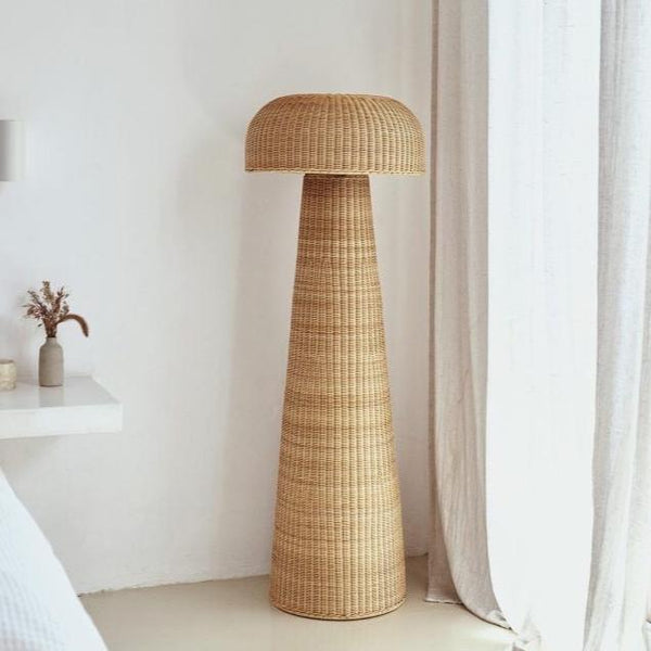 Mushroom Majesty Rattan Floor Lamp